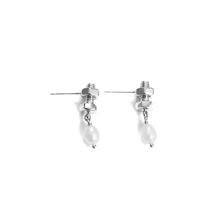 Silver Titanium Pearl Earrings - Modingo Modingo