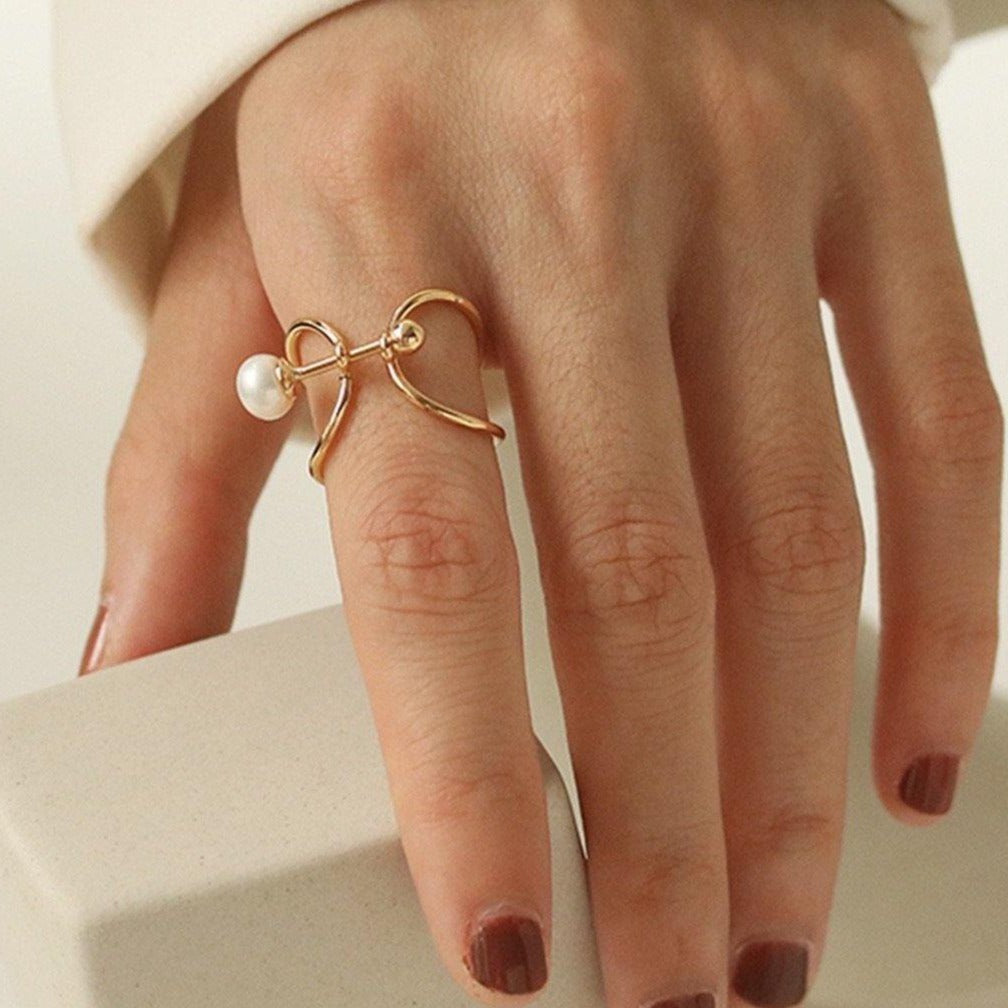 Modingo | Line Design Pearl Open Ring