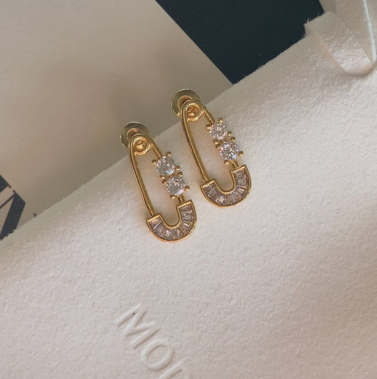 Pin Sparkling Zircon Gold Earrings