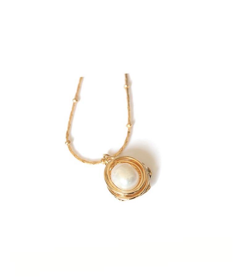 Gold wire winding and pearl necklace - Modingo Modingo