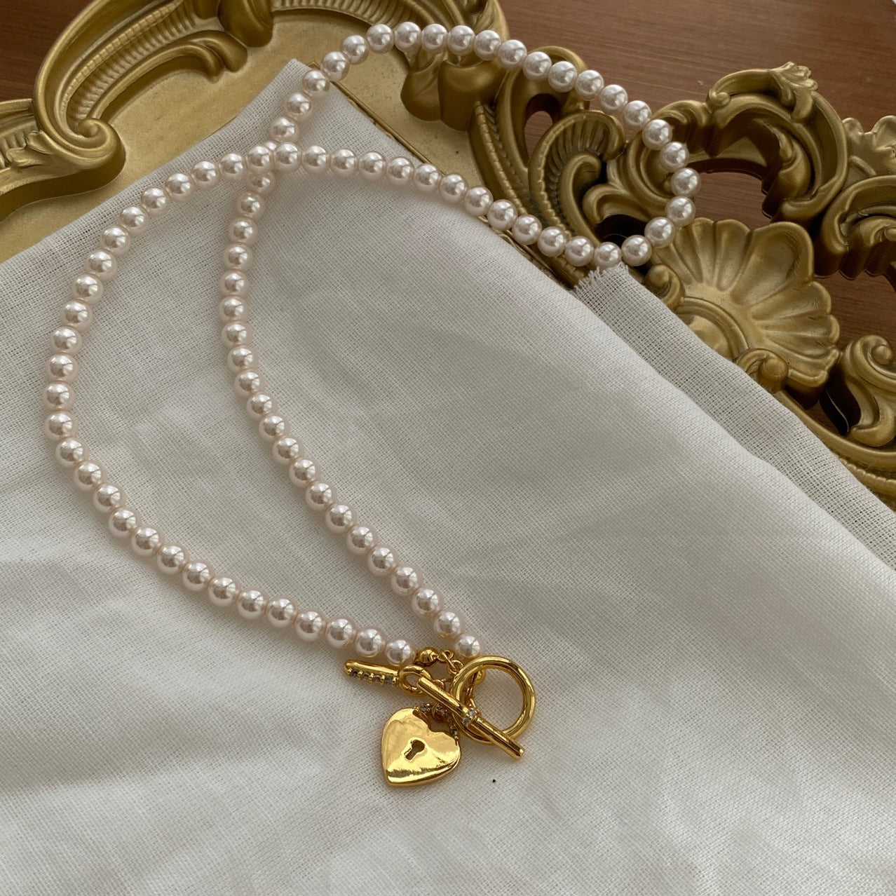 Heart Lock Pearl Necklace - Modingo Modingo