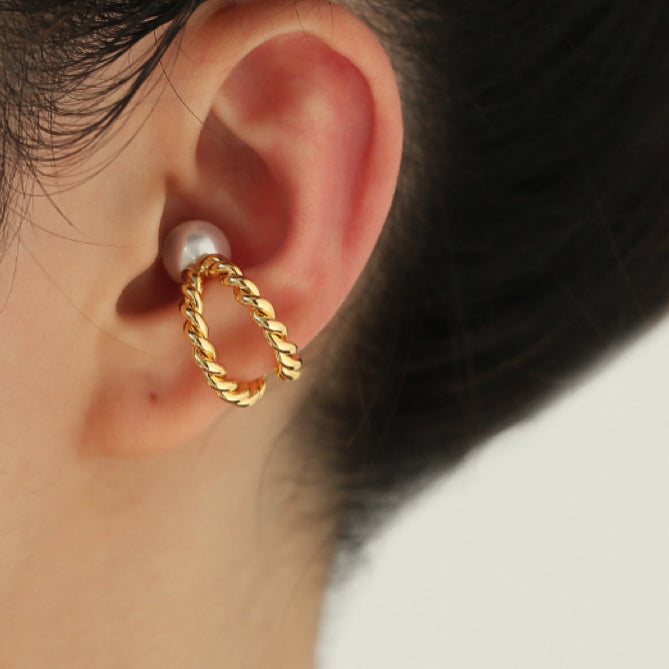 Zenni Twist Double Line Pearl Ear Cuff - Modingo Modingo
