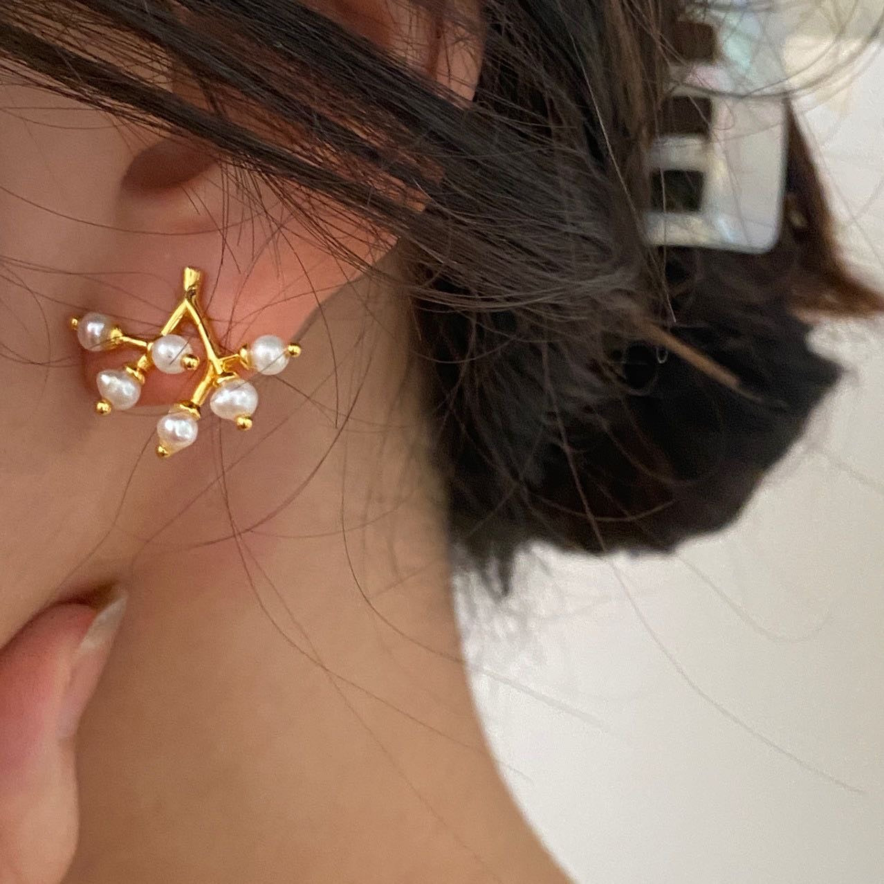 Pearl Gold Branches Earrings - Modingo Modingo