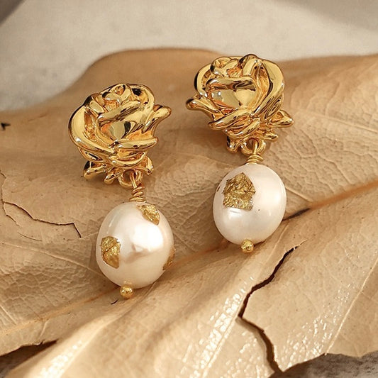 Rose Baroque Pearl Earrings