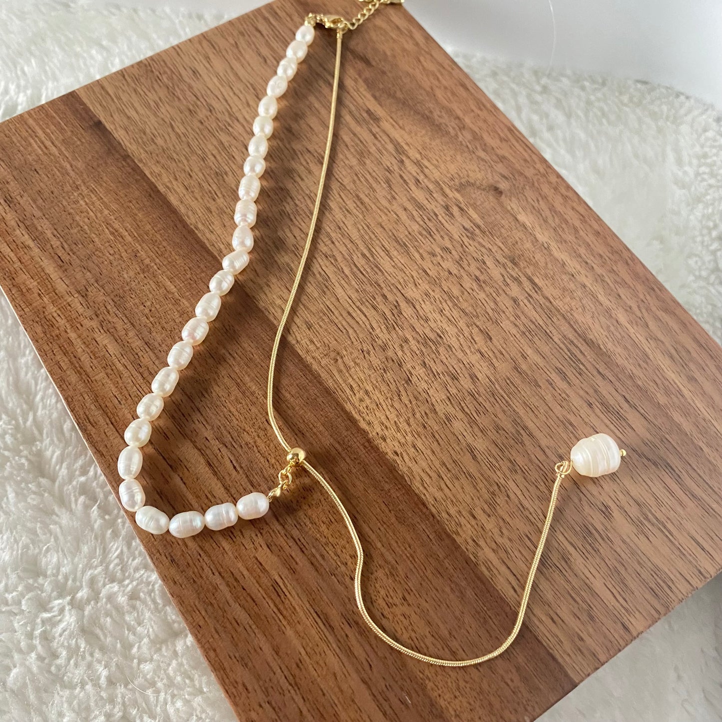 Mia Gold Pearl Long Necklace - Modingo Modingo