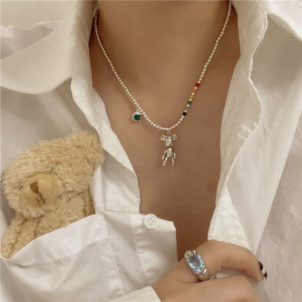 Silver Bear With Colorful Beads - Modingo Modingo